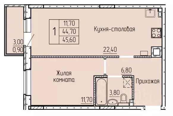 1-к кв. Ростовская область, Батайск ул. Макаровского, 4к2 (45.8 м) - Фото 0