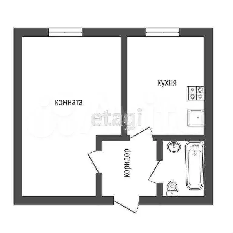 1-к. квартира, 25 м, 4/5 эт. - Фото 0