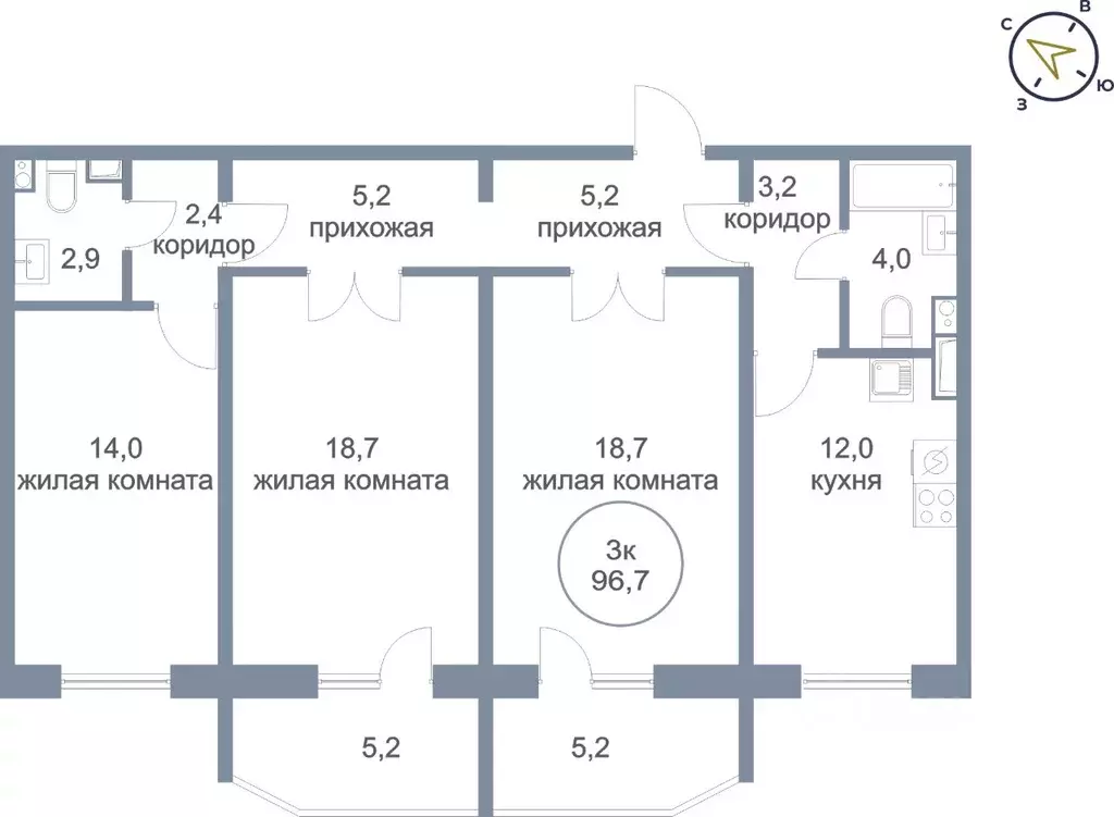3-к кв. Ханты-Мансийский АО, Нефтеюганск 4-й мкр, 4к1 (96.7 м) - Фото 0