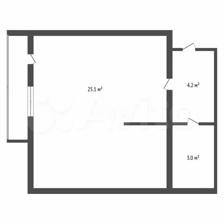 1-к. квартира, 32 м, 2/4 эт. - Фото 0