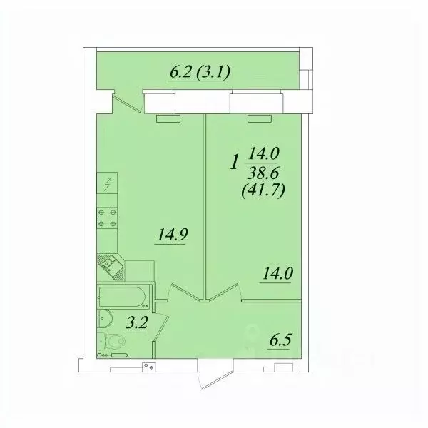 1-к кв. Вологодская область, Вологда Новгородская ул., 44к3 (41.7 м) - Фото 1