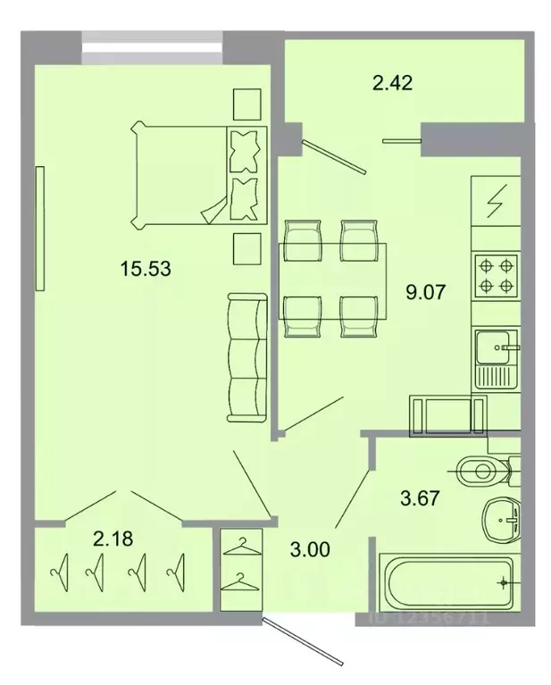 1-к кв. Ленинградская область, Всеволожский район, пос. Бугры ул. ... - Фото 1