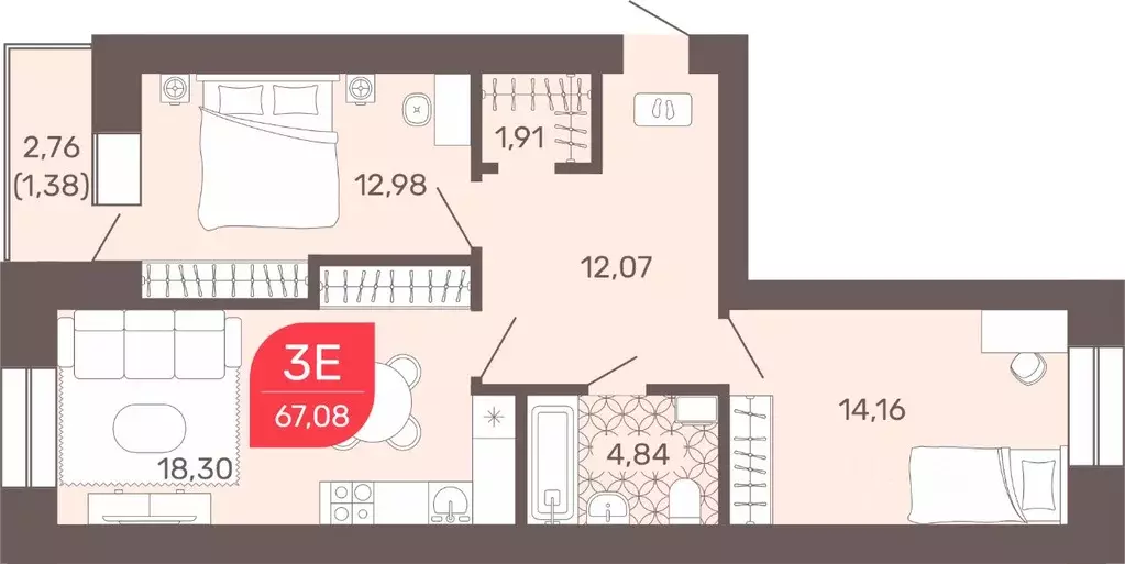 3-к кв. Забайкальский край, Чита Романовский мкр, 32 (67.08 м) - Фото 0