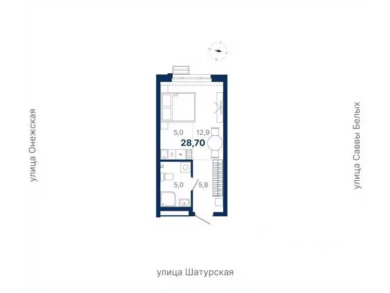 Студия Свердловская область, Екатеринбург ул. Шатурская (28.7 м) - Фото 0