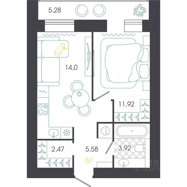1-к кв. Пензенская область, Пенза Колышлейская ул., 7 (41.25 м) - Фото 1