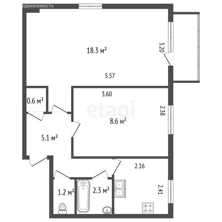2-комнатная квартира: Кронштадт, улица Аммермана, 30 (41.3 м) - Фото 1