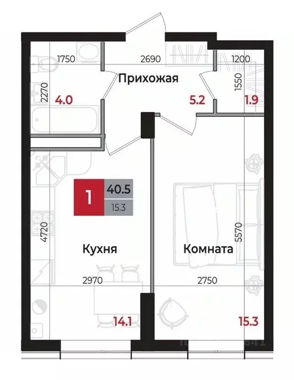 1-к кв. Ставропольский край, Невинномысск 6-й мкр,  (40.5 м) - Фото 0