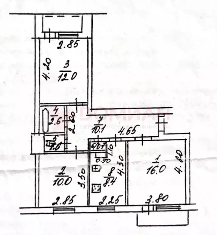 3-к. квартира, 60 м, 8/9 эт. - Фото 0