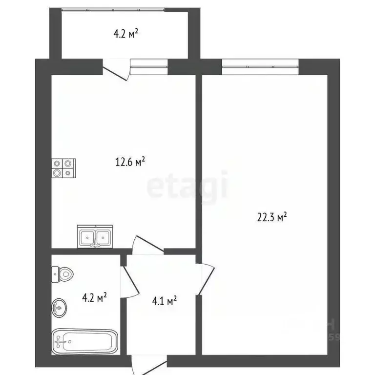 1-к кв. Тамбовская область, Тамбов ул. Карла Маркса, 20Г (46.7 м) - Фото 2