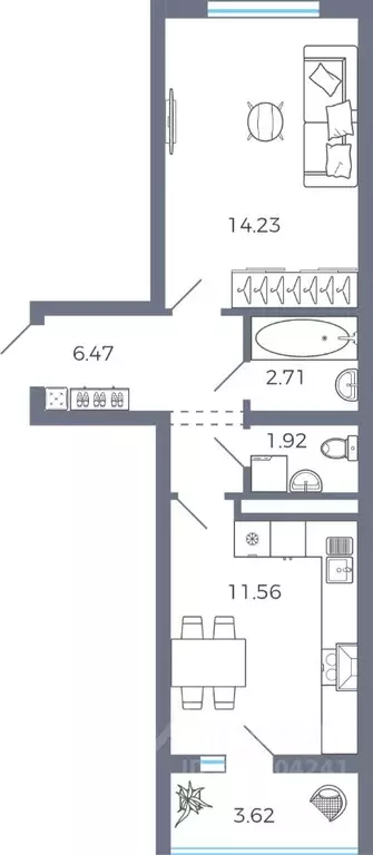 1-к кв. Самарская область, Волжский район, Лопатино с/пос, пос. ... - Фото 0