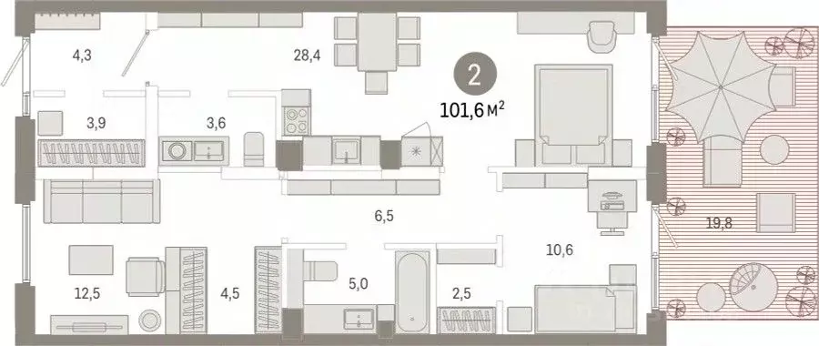 2-к кв. Омская область, Омск  (101.61 м) - Фото 0