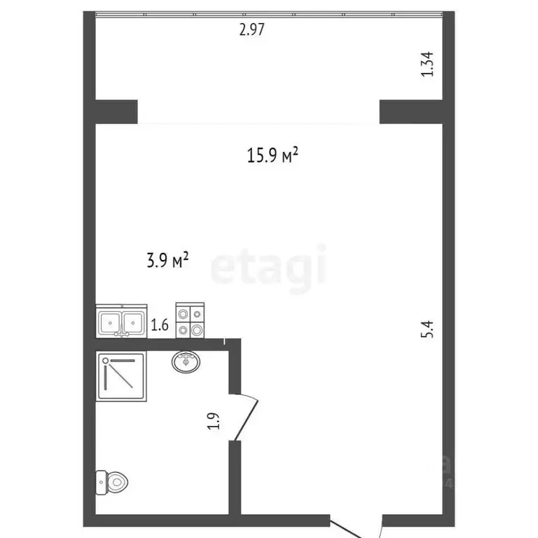 1-к кв. Севастополь с. Орловка, ш. Качинское, 33Б/1 (24.8 м) - Фото 1