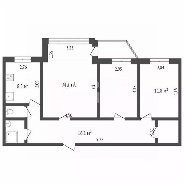 3-к кв. Ханты-Мансийский АО, Сургут ул. Дзержинского, 16В (75.0 м) - Фото 1