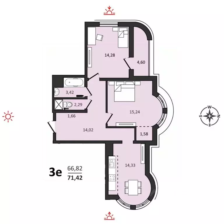 3-к кв. Хабаровский край, Хабаровск ул. Быстринская, 2 (71.42 м) - Фото 0