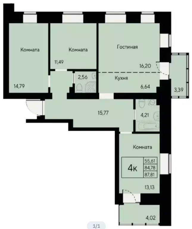 Продаётся 3-к квартира, 87.8 м - Фото 0