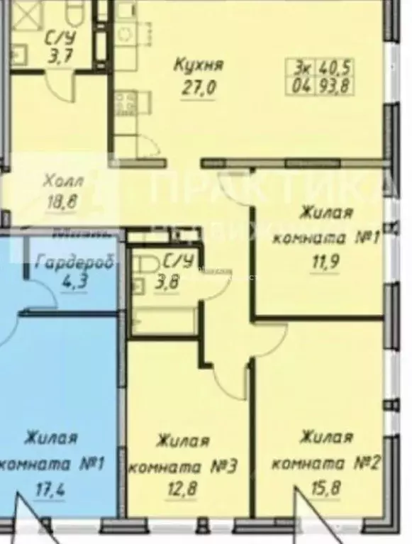 3-к кв. Московская область, Мытищи ул. Мира, 43 (94.0 м) - Фото 1