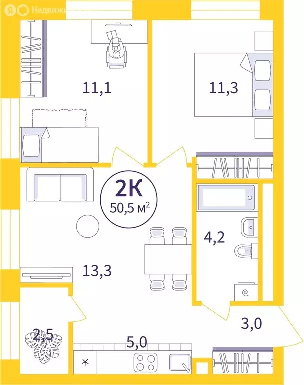 2-комнатная квартира: Екатеринбург, улица 22-го Партсъезда, 5 (49.28 ... - Фото 0