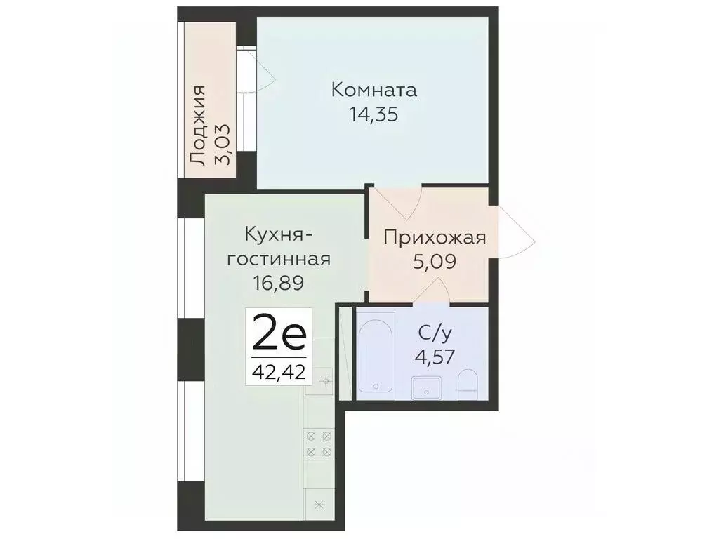 2-к кв. Воронежская область, Воронеж ул. Матросова (42.42 м) - Фото 0