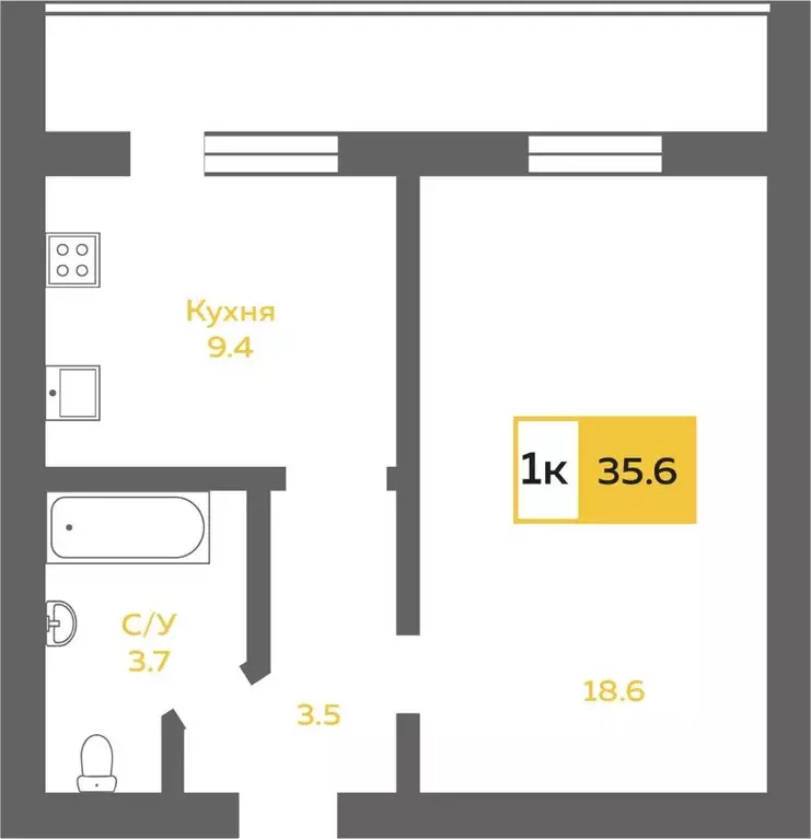 1-к кв. Тюменская область, Тюмень ул. Суходольская, 12 (36.0 м) - Фото 2