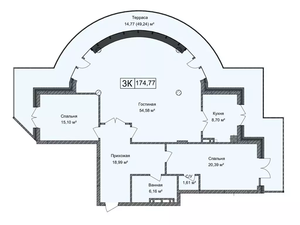 3-комнатная квартира: Каспийск, улица М. Халилова, 1А (174.77 м) - Фото 0