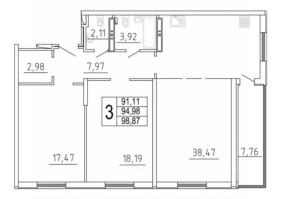 3-к кв. Самарская область, Самара ул. Дыбенко, 5 (98.0 м) - Фото 0