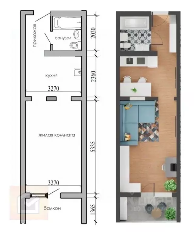 1-к кв. Крым, Евпатория просп. Победы, 93 (34.1 м) - Фото 2