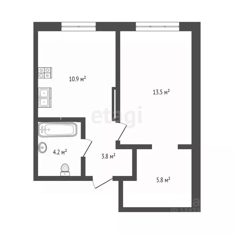 1-к кв. Тюменская область, Тюмень Новгородская ул., 20 (38.2 м) - Фото 1