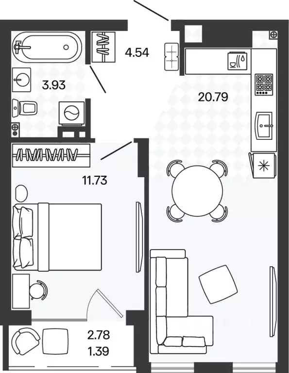 1-к кв. Калининградская область, Гурьевский муниципальный округ, пос. ... - Фото 1