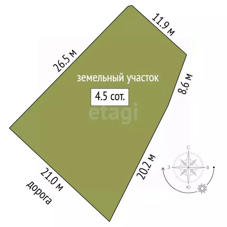 Участок в Тюменская область, Тюмень СОСН Чайка тер., ул. Садовая (4.49 ... - Фото 1
