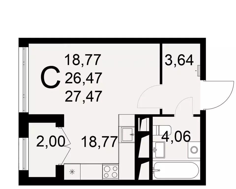 Квартира-студия: Тула, Одоевское шоссе, 73 (27.47 м) - Фото 0