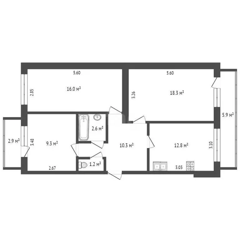 2-комнатная квартира: Севастополь, Мачтовая улица, 4 (54.7 м) - Фото 1