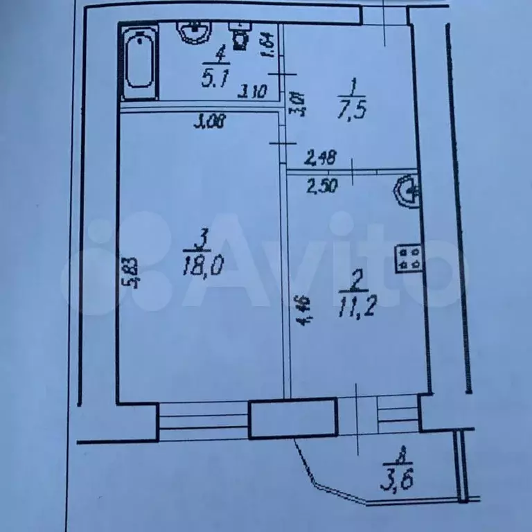 1-к. квартира, 41,8 м, 6/9 эт. - Фото 0