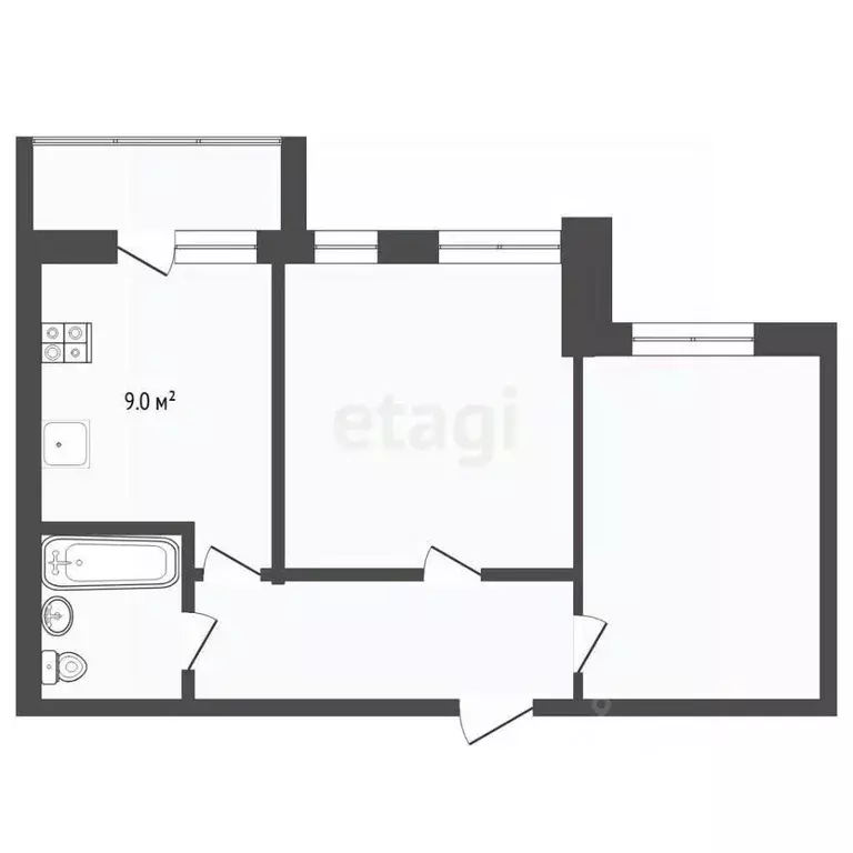 2-к кв. Тюменская область, Тюмень ул. 50 лет Октября, 75к4 (51.4 м) - Фото 2