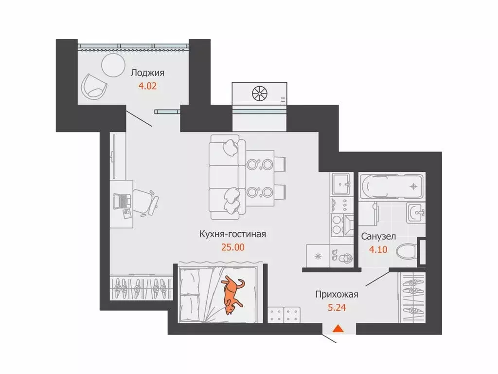 Квартира-студия: Волгоград, ЖК Центропарк (36 м) - Фото 1