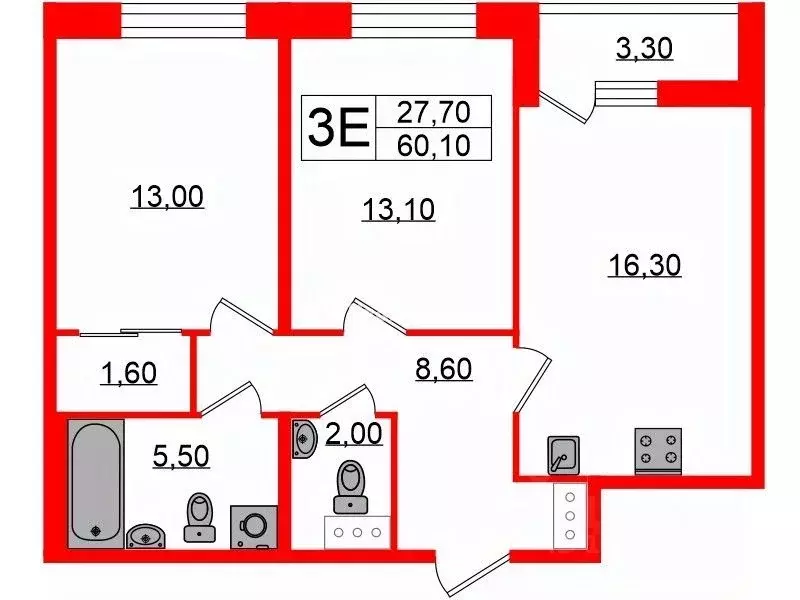 2-к кв. Санкт-Петербург ул. Среднерогатская, 13к1 (60.1 м) - Фото 1