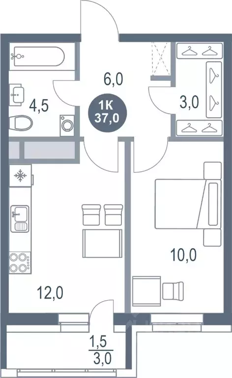 1-к кв. Московская область, Котельники Новые Котельники мкр, 11 (37.0 ... - Фото 1