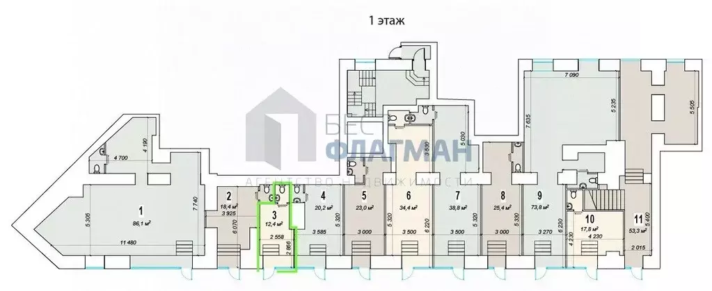 Помещение свободного назначения в Москва Ленинский просп., 70/11 (12 ... - Фото 2