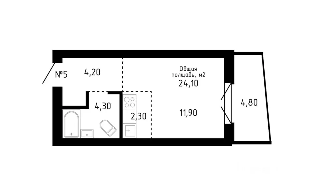 Студия Алтайский край, Барнаул ул. Никитина, 12 (24.1 м) - Фото 0