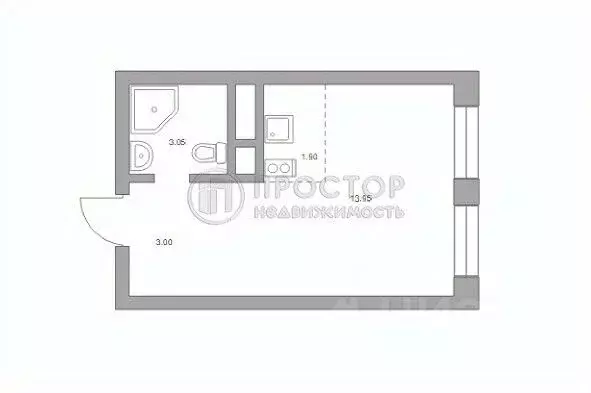 Студия Москва Новоостаповская ул., 20 (21.9 м) - Фото 2