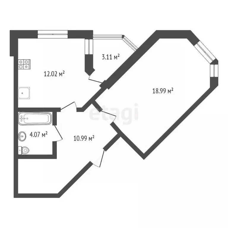 1-к кв. Новосибирская область, Новосибирск Обская ул., 82 (45.6 м) - Фото 1