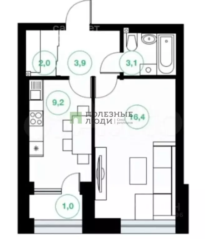 1-к кв. Башкортостан, Уфа ул. Менделеева, 134 (35.6 м) - Фото 1