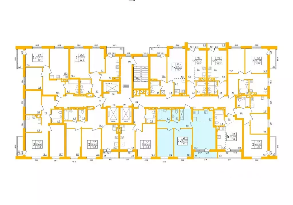 2-к кв. Башкортостан, Уфа Инорс-4Б мкр, Акварель жилой комплекс (67.0 ... - Фото 2