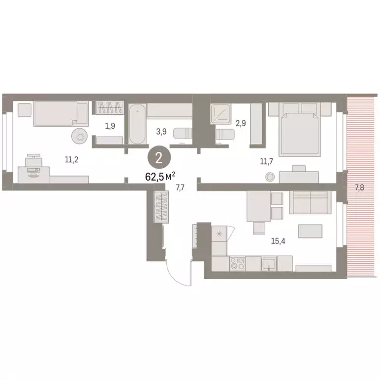 2-комнатная квартира: Екатеринбург, микрорайон Академический, 19-й ... - Фото 2