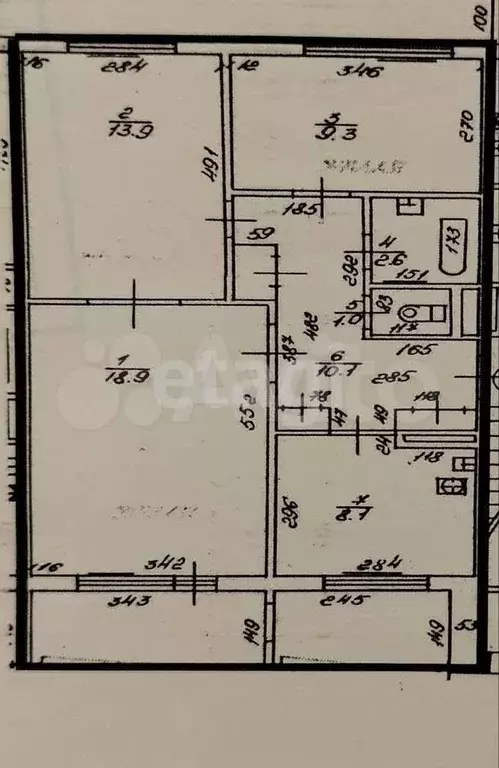 3-к. квартира, 63,9 м, 1/5 эт. - Фото 0