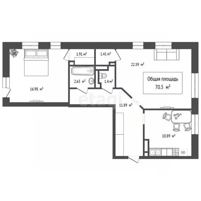 2-к кв. Новосибирская область, Новосибирск Тульская ул., 80 (70.5 м) - Фото 2