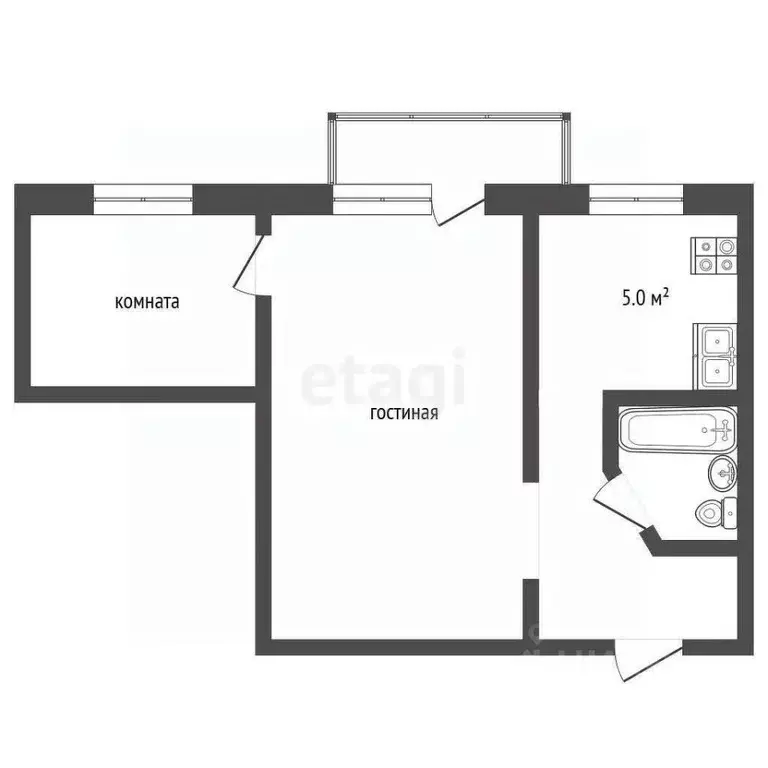 2-к кв. Тюменская область, Тюмень Кольский пер., 1 (36.4 м) - Фото 2