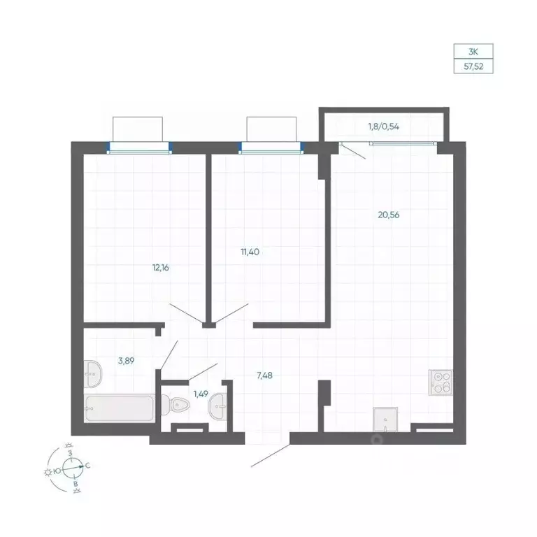 2-к кв. Челябинская область, Челябинский городской округ, пос. ... - Фото 1