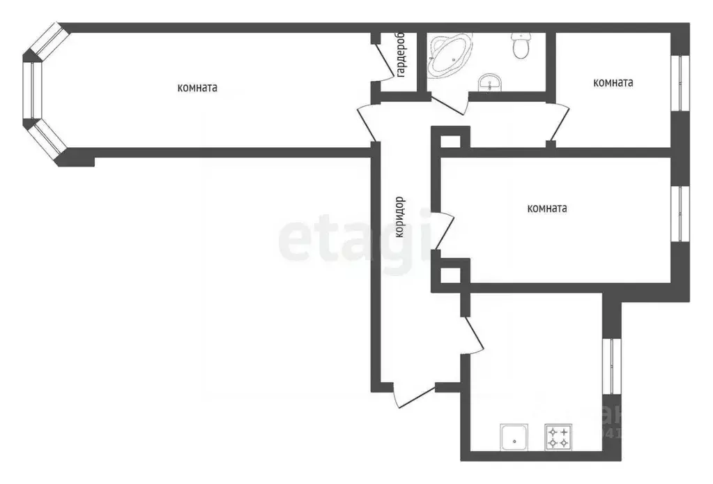 3-к кв. Севастополь ул. Очаковцев, 39 (82.6 м) - Фото 1