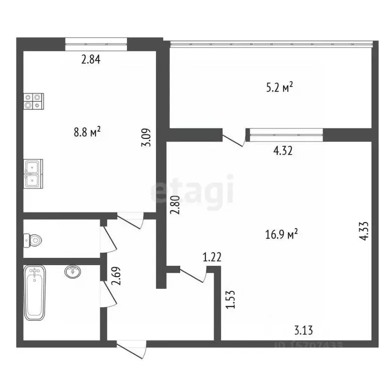 1-к кв. Санкт-Петербург Рябовское ш., 121К3 (34.9 м) - Фото 1