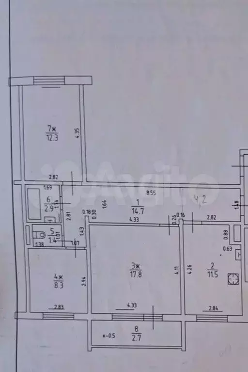 3-к. квартира, 68,9 м, 6/9 эт. - Фото 0